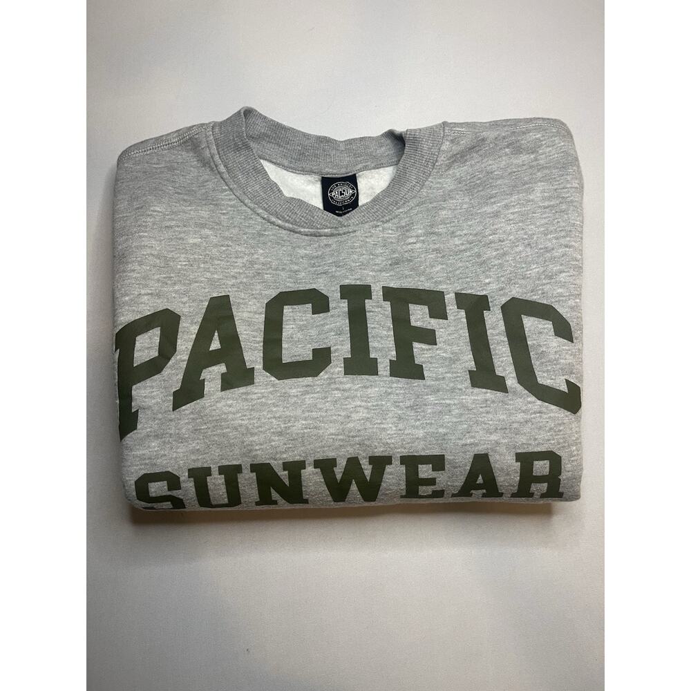 Pacific Sunwear Sweatshirt Heather Gray With Army Green Logo Men’s Small
